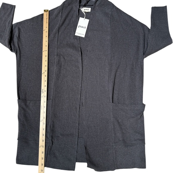 Pact Airplane Organic Cotton Long-Line Cardigan Grey Women’s XS NWT - Picture 8 of 9